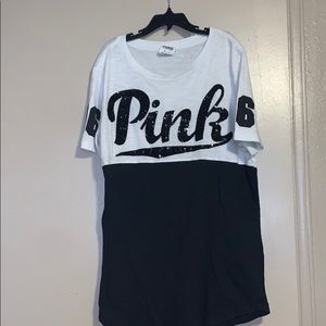 black and white pink shirt
